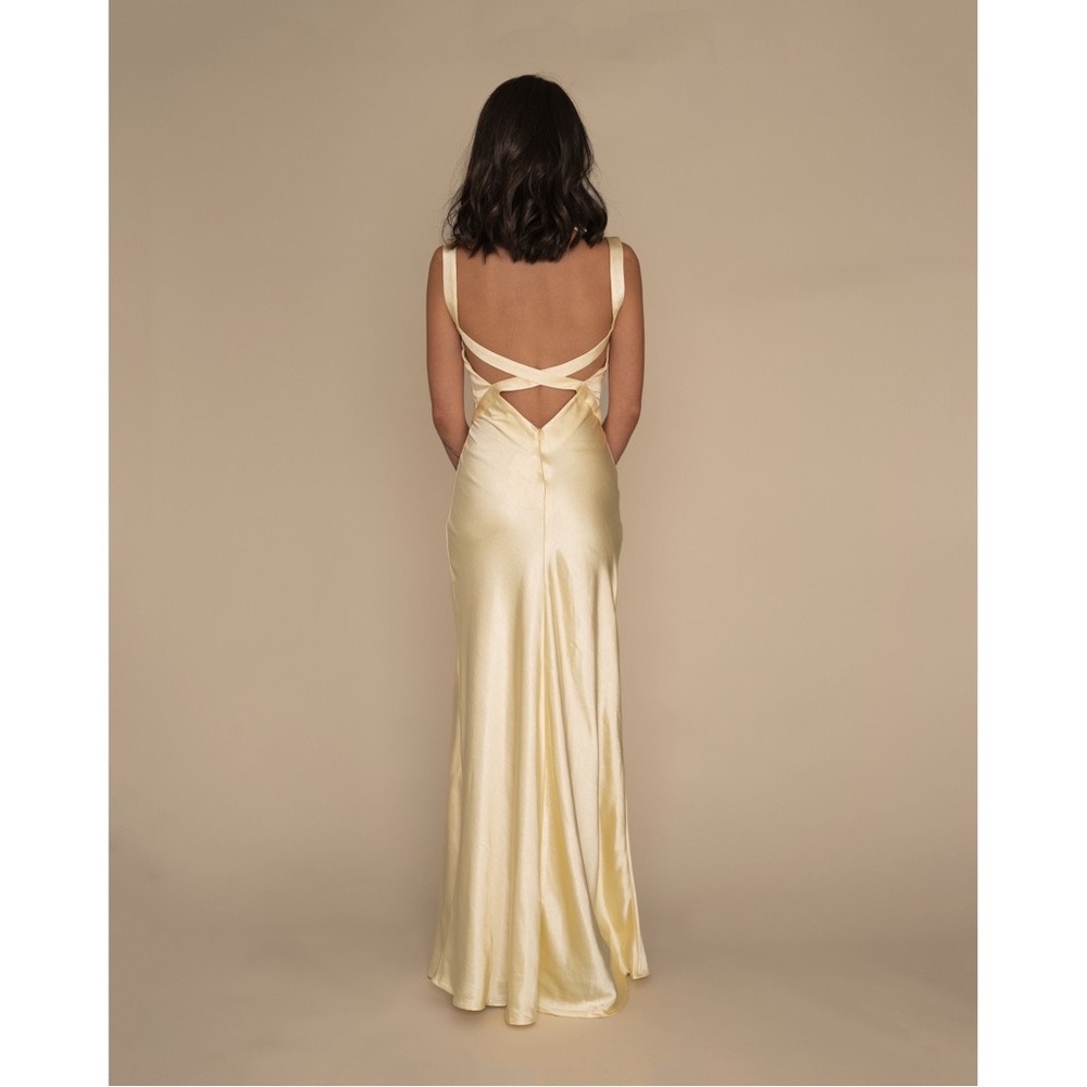 Elegant Yellow Satin Gown - Andie Dress